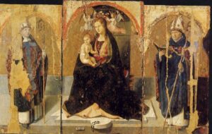 Antonello da Messina - Polittico di S. Gregorio Madonna col Bambino o del Rosario tra i Santi Gregorio e Benedetto - Angelo Annunciante e Annunciata
